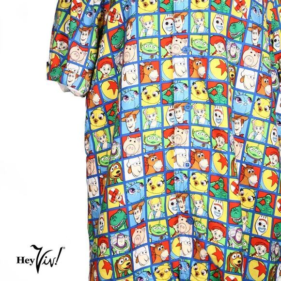 Disney Pixar Toy Story Shirt Mens Button Up Rayon Print Size Medium - Hey Viv - Picture 4 of 7
